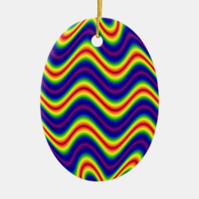colourful yellow blue ceramic ornament (Front)