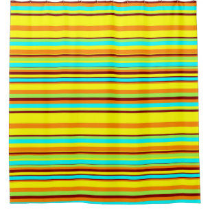 Colourful Yellow Blue Green Stripe Mid-Century