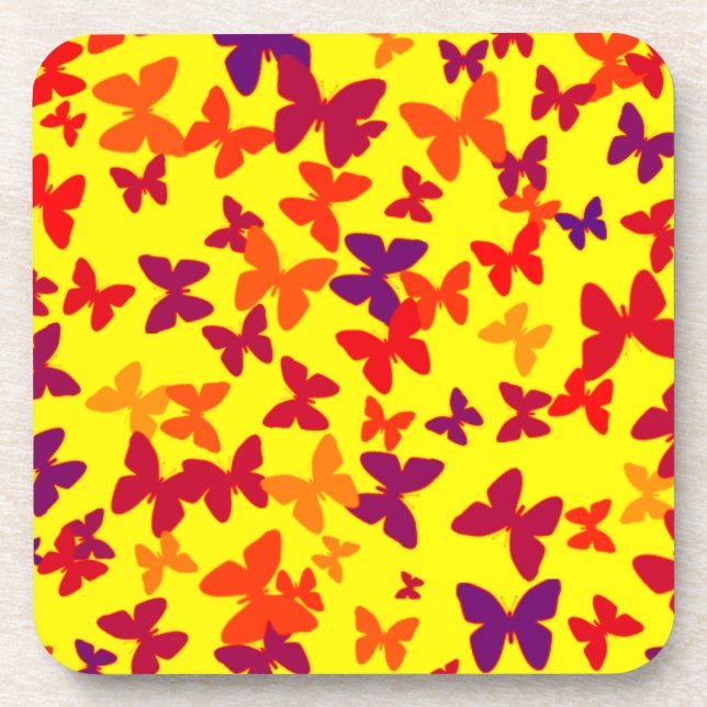 Colourful Yellow Butterflies Coaster (Front)