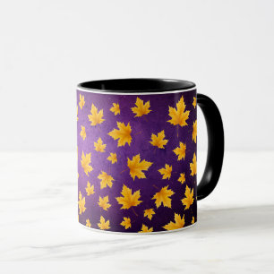 Colourful Yellow Falling Leaves Seasonal Pattern Mug