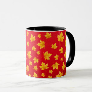 Colourful Yellow Falling Leaves Seasonal Pattern Mug
