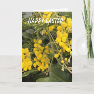 Colourful Yellow Mimosa Easter Holiday Card