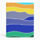 Colourful Yellow, Orange, Blue and Green Stripes Mini Binder (Front)