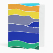 Colourful Yellow, Orange, Blue and Green Stripes Mini Binder (Front/Inside)