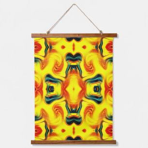Colourful Yellow Orange Green Swirls Abstract      Hanging Tapestry