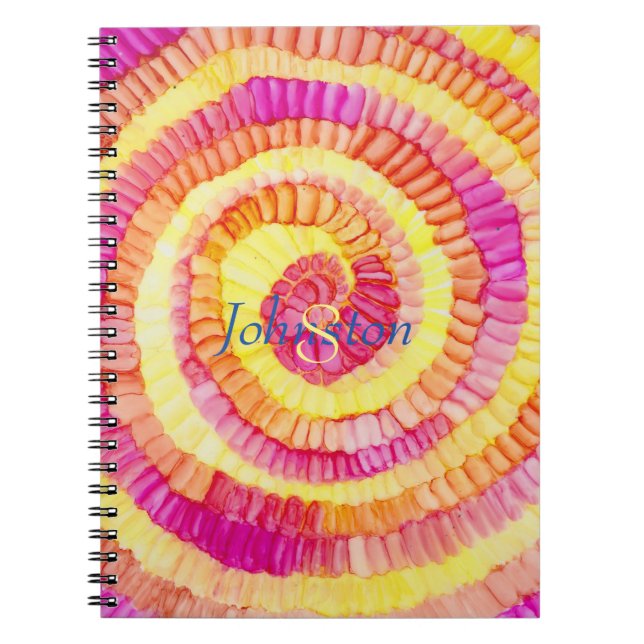 Colourful Yellow, Orange, Pink Pinwheel Personaliz Notebook (Front)