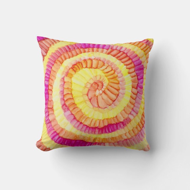 Colourful Yellow, Orange, Pink Pinwheel Throw Pillow (Front)