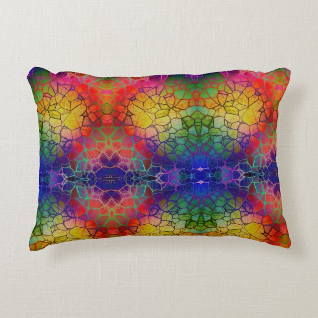 Colourful Yellow Orange Purple Mosaic Abstract  Accent Pillow (Front)