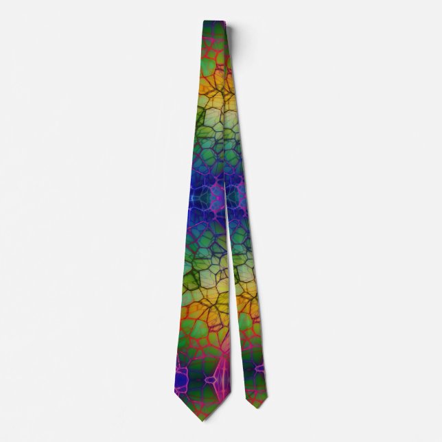 Colourful Yellow Orange Purple Mosaic Abstract  Tie (Front)