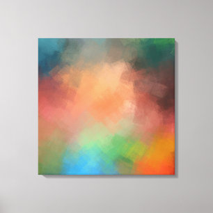 Colourful Yellow Red Blue Green Modern Abstract Ar Canvas Print
