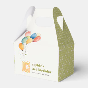 Colourful Yellow Red Green Balloons Kids Birthday Favor Box