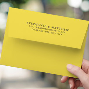 Colourful Yellow Return Address Elegant Wedding Envelope