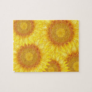 Colourful Yellow Sunflower Pattern Jigsaw Puzzle
