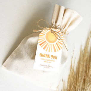 Colourful yellow sunshine sun birthday party gift tags