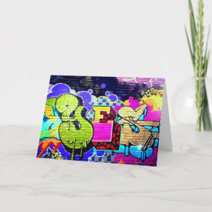 Colourful Yes Graffiti Art Note Birthday Card