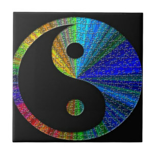 Colourful Yin And Yang Puzzle Tile