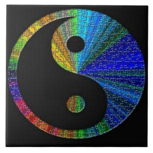 Colourful Yin And Yang Puzzle Tile