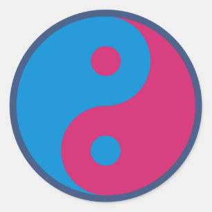 Colourful Yin Yang Harmony Blue and Pink Classic Round Sticker