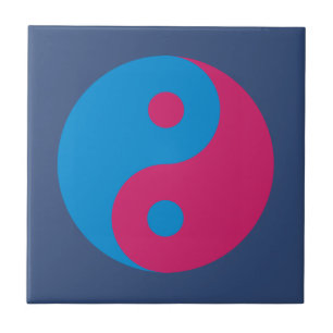 Colourful Yin Yang Harmony Blue and Pink Tile