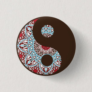 Colourful Yin Yang Mandala 1 Inch Round Button