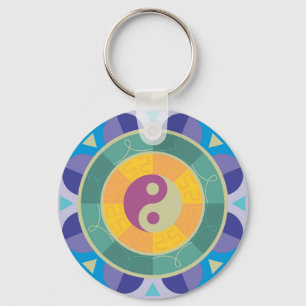 Colourful Yin Yang Pattern Keychain