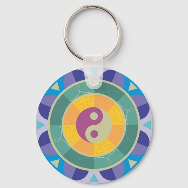 Colourful Yin Yang Pattern Keychain (Front)