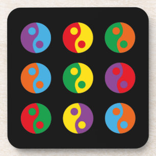 Colourful Yin Yangs Coaster