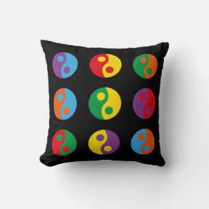 Colourful Yin Yangs Throw Pillow