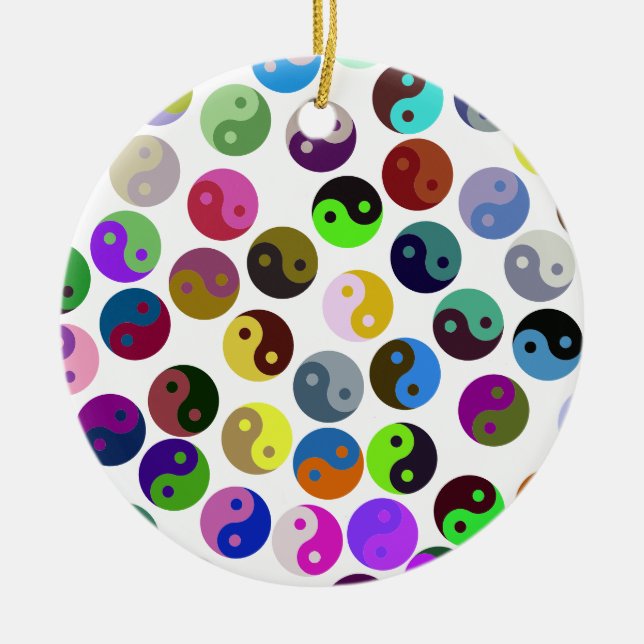 Colourful Ying Yang Pattern Ceramic Ornament (Front)