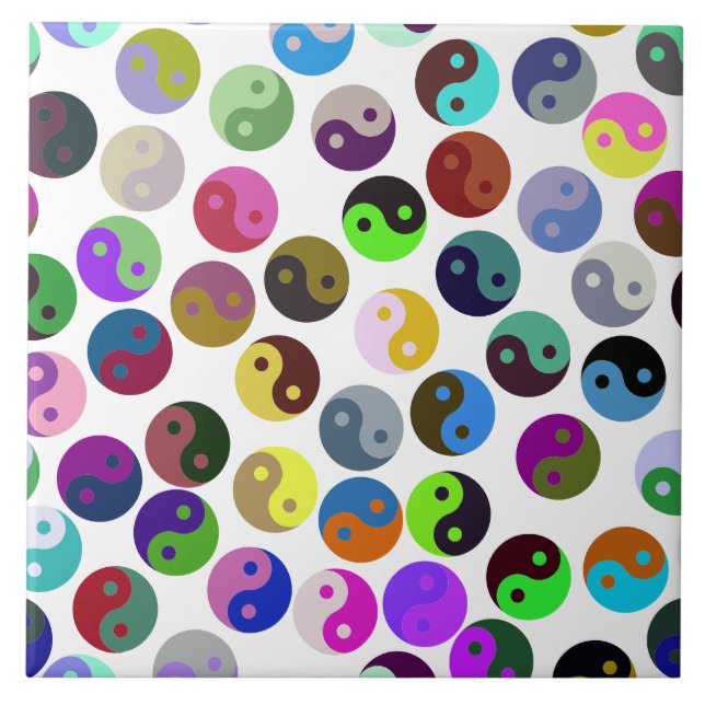 Colourful Ying Yang Pattern Tile (Front)