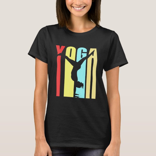 Colourful Yoga Instructor Exercise Handstand Aweso T-Shirt (Front)