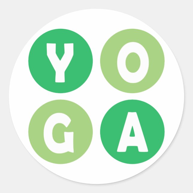 Colourful Yoga Lettering Classic Round Sticker (Front)