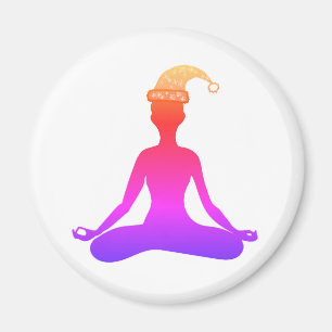 Colourful Yoga New Year Hat Magnet