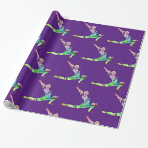 Colourful Yoga Stretch  Position Wrapping Paper