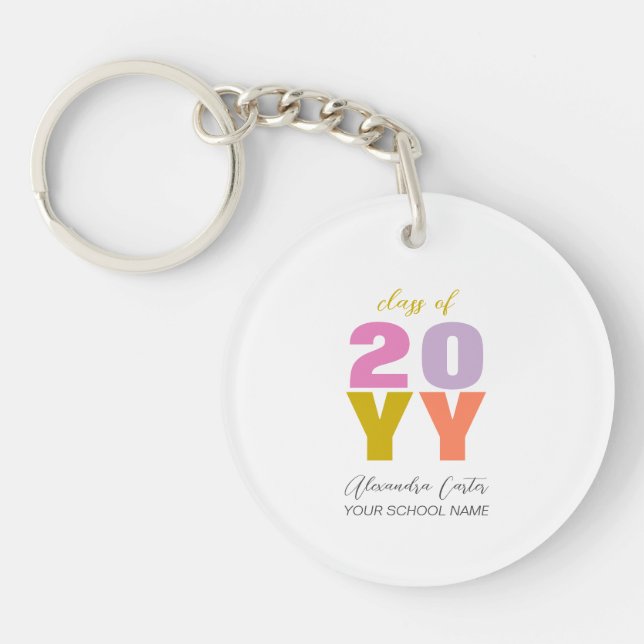 Colourful Your Name Custom Graduation Gift Keychain (Front)