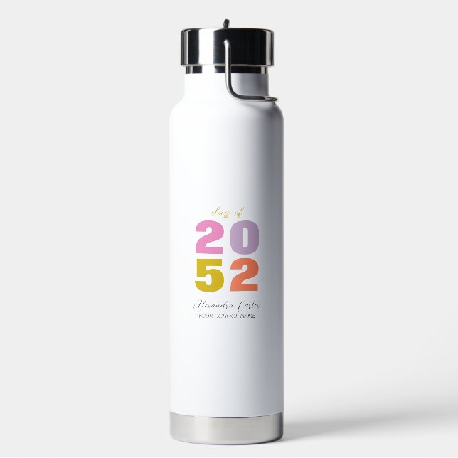 Colourful Your Name Custom Graduation Gift Water Bottle (Left)