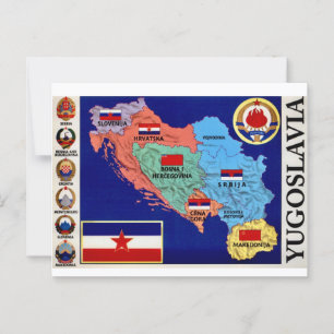 Colourful Yugoslavia Vintage Map Postcard