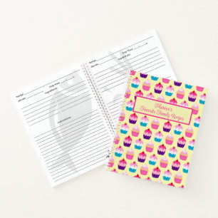 Colourful Yummy Cupcakes Pattern on Yellow Noteboo Notebook
