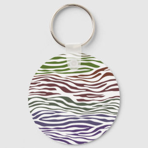 Colourful Zebra Abstract Keychain
