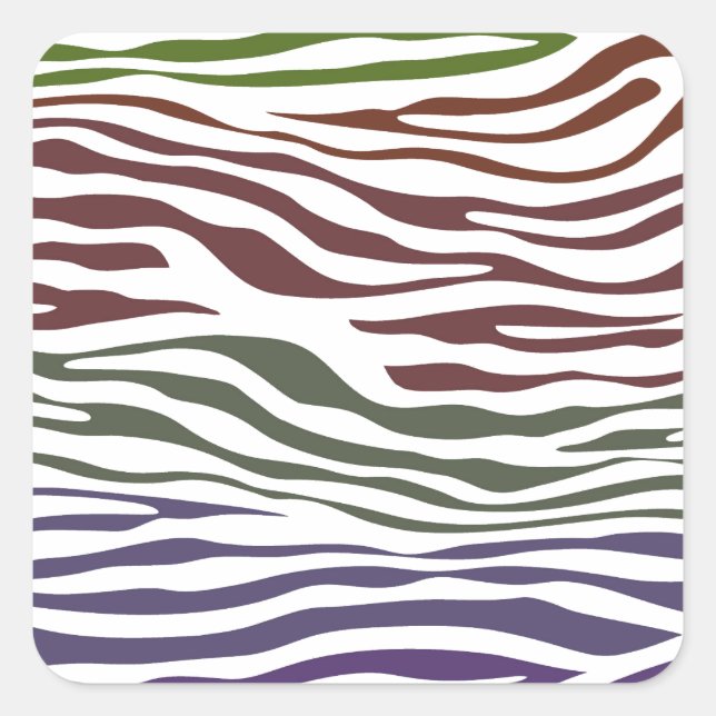 Colourful Zebra Abstract Square Sticker (Front)