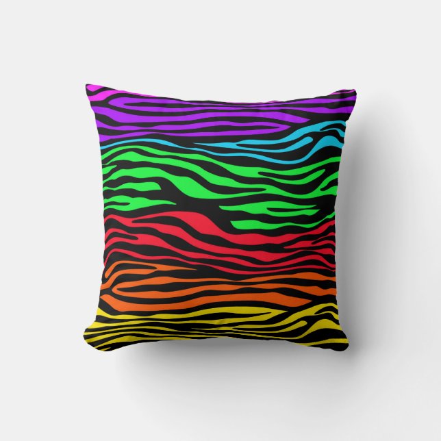 Colourful Zebra Abstract Throw Pillow (Front)