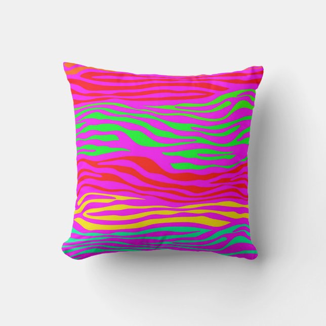 Colourful Zebra Abstract Throw Pillow (Front)