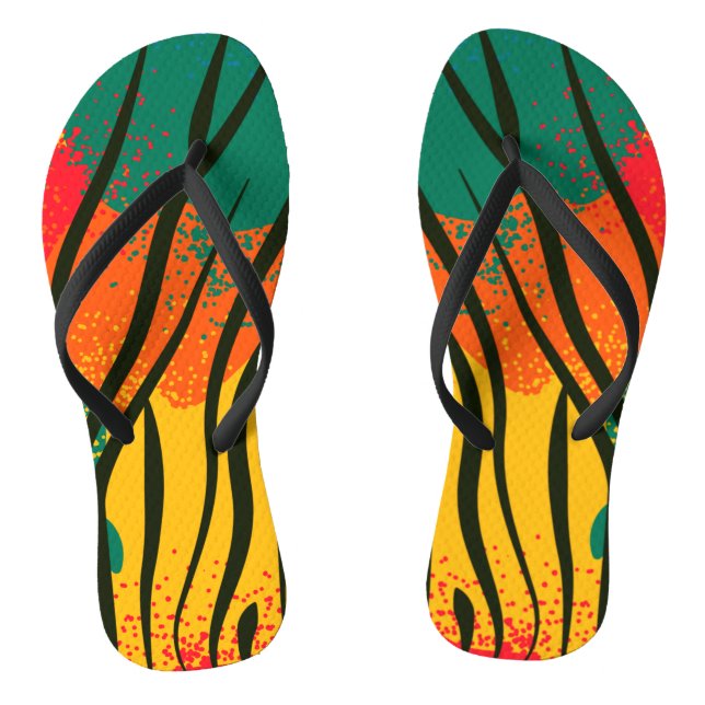 Colourful Zebra Animal Print Flip Flops (Footbed)