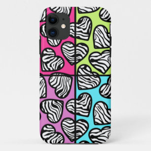Colourful zebra hearts iPhone 5 Case