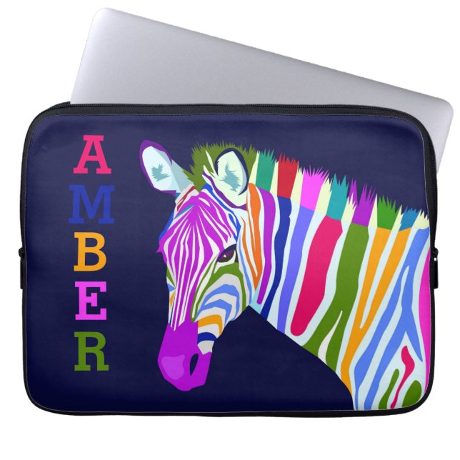 Colourful Zebra Laptop Sleeve (Front)