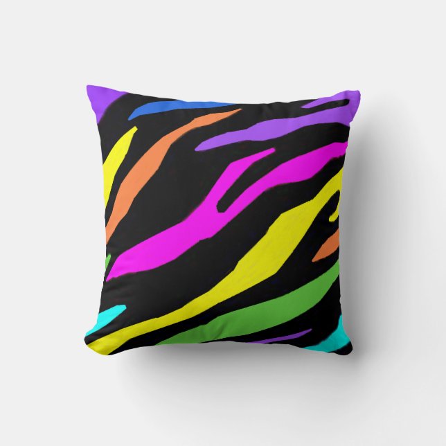 Colourful Zebra Pattern Pillow (Front)