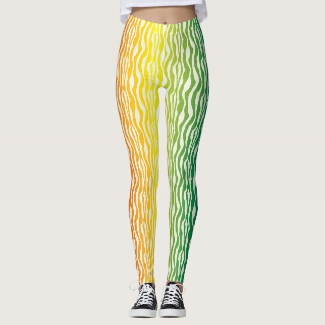 Colourful Zebra Pattern Print Leggings (Front)