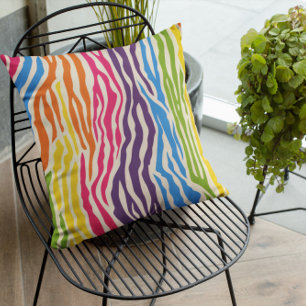 Colourful Zebra Pattern Throw Pillow