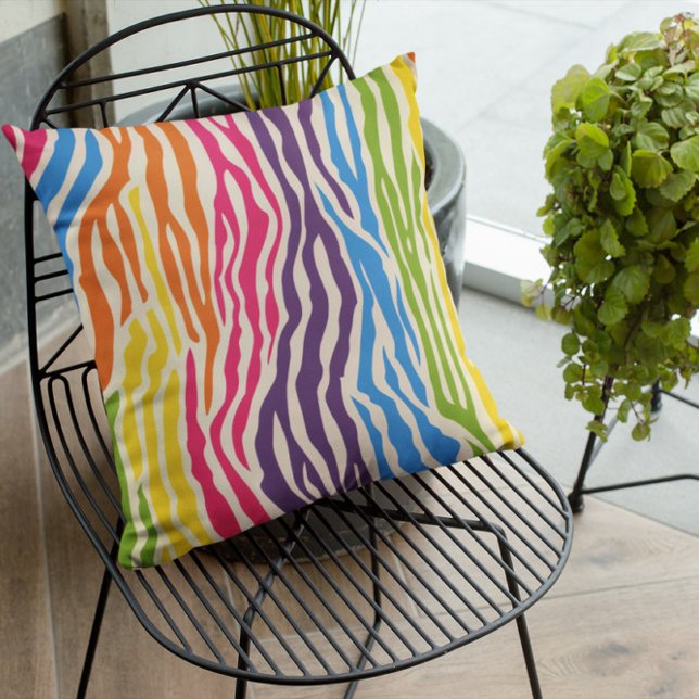 Colourful Zebra Pattern  Throw Pillow (Creator Uploaded)