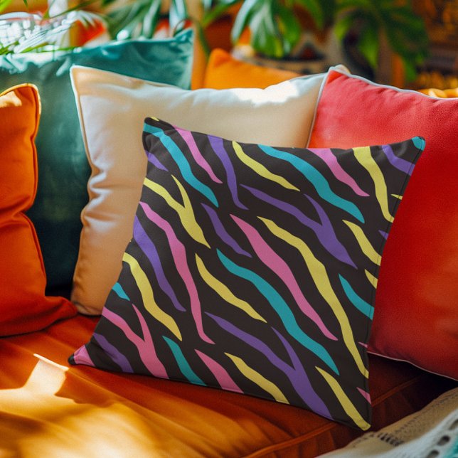 Colourful Zebra Pattern  Throw Pillow (Creator Uploaded)